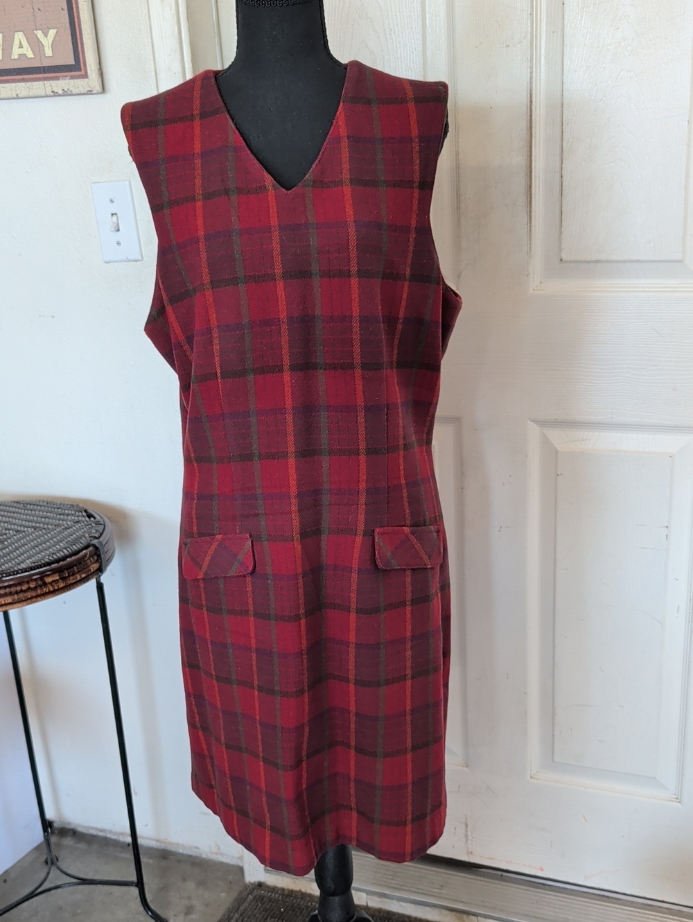 Eddie Bauer plaid vintage holiday Christmas dress Plaid Women 10 Wool Blend